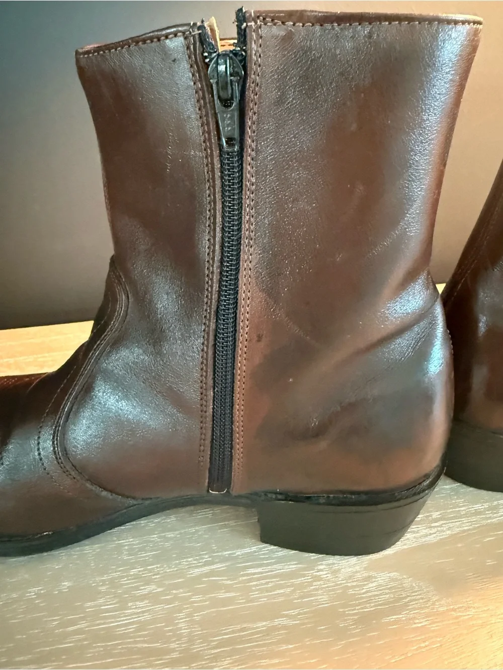 Men's Leather Ankle Boot Size 10.5 Dark Brown Boots With 7.5